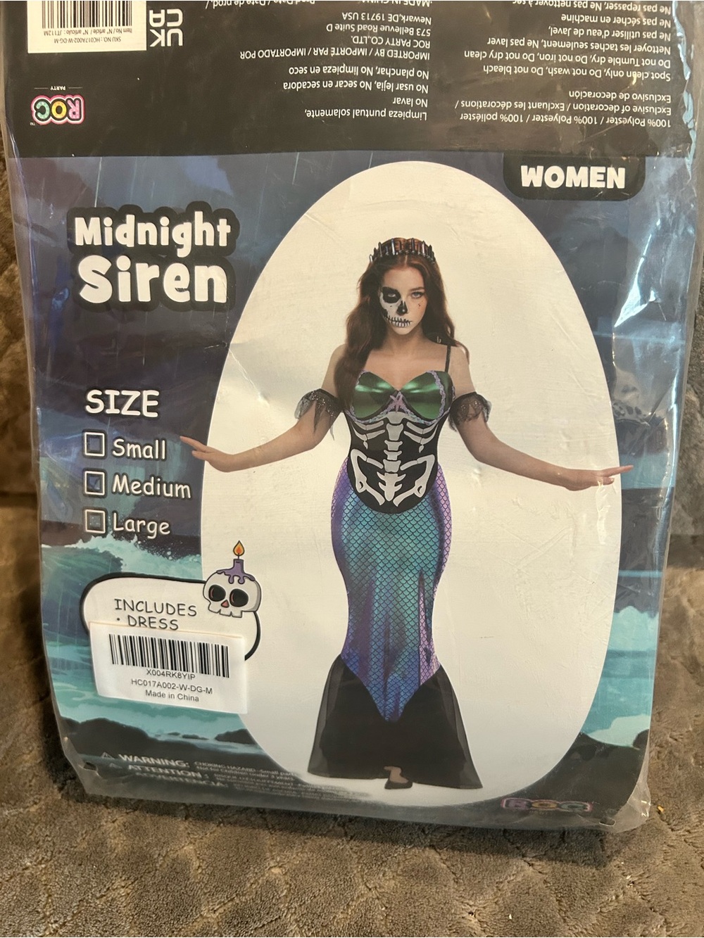 Women's Halloween Costume Siren Mermaid Iridescent Skeleton